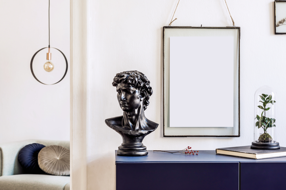 Stylish,Living,Room,Interior,With,Mock,Up,Poster,Frames,,Navy